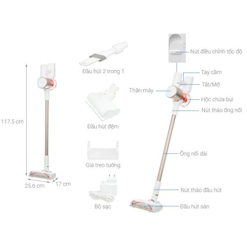 Kích thước máy hút bụi không dây Xiaomi G9 Plus BHR6185EU