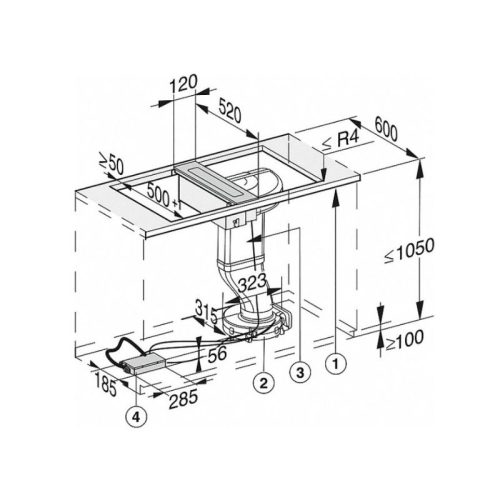 Kích thước máy hút mùi âm bàn Miele CSDA 7001