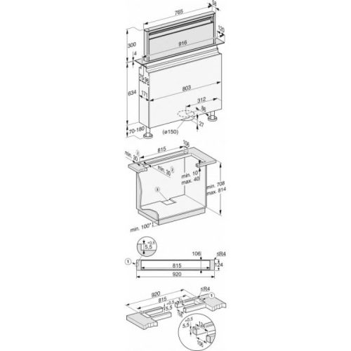 Kích thước máy hút mùi âm bàn Miele DAD 4841