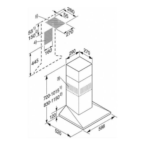 Kích thước máy hút mùi áp tường Miele DA 396-7 W