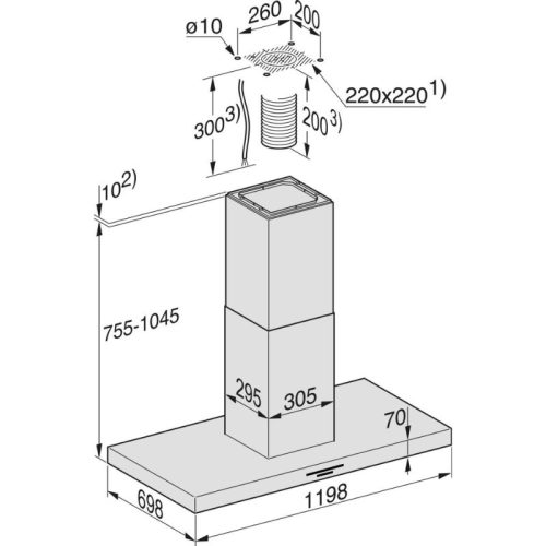 Kích thước máy hút mùi đảo Miele DA 4248-V