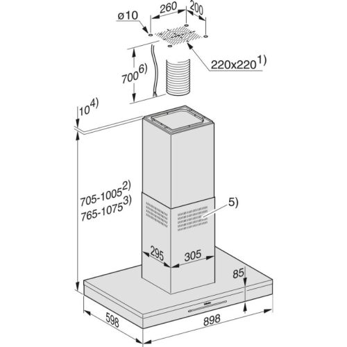 Kích thước máy hút mùi đảo Miele DA 6698 D