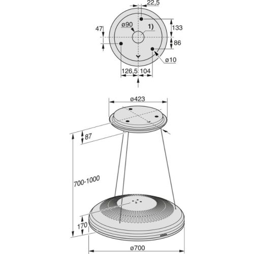Kích thước máy hút mùi đảo Miele DA 7078 D