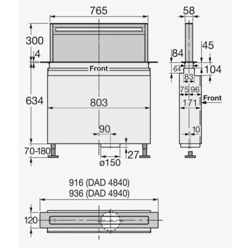 Kích thước máy hút mùi đảo Miele DAD 4840