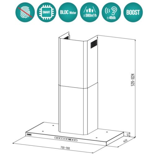 Kích thước Máy Hút Mùi GRANDX GX H90T65