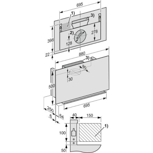 Kích thước máy hút mùi treo tường Miele DA 9091 W