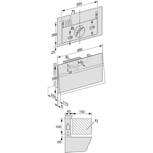 Kích thước máy hút mùi treo tường Miele DA 9298 W