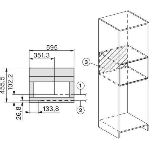 Kích thước máy pha cà phê Miele CVA 7845 BRWS