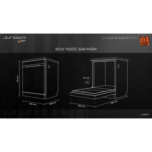 Kích thước máy rửa bát độc lập Junger Leopard DWJ-143