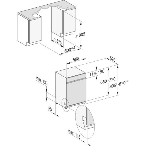 Kích thước máy rửa bát Miele G 7210