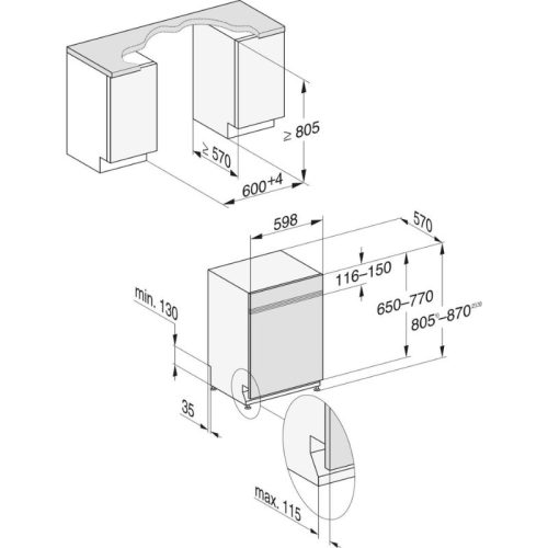Kích thước máy rửa bát Miele G 7410