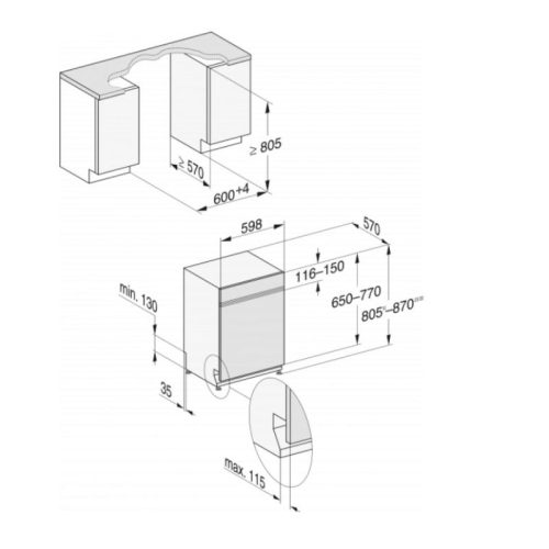 Kích thước máy rửa bát Miele G 7600 SCi AutoDos