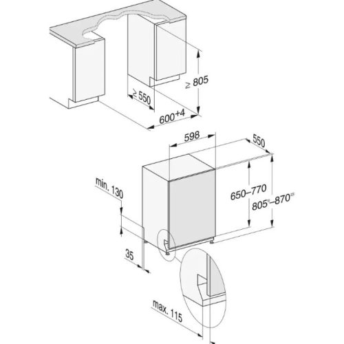 Kích thước máy rửa bát Miele G 7650