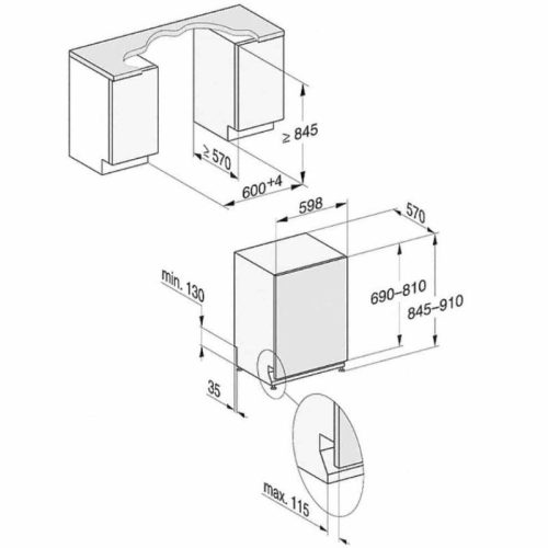 Kích thước máy rửa bát Miele G 7985
