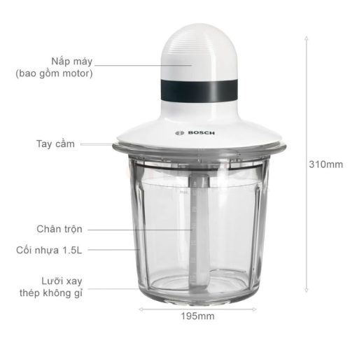 Kích thước máy xay thịt Bosch 1.5L MMR15A1