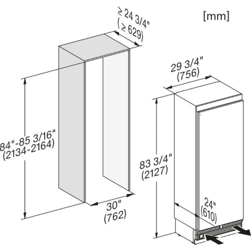 Kích thước tủ đông Miele MasterCool F 2813 Vi 445L