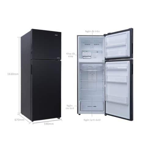 Kích Thước Tủ lạnh 2 cánh ngăn đá trên Inverter 333 lít Aqua AQR-T352FA(FB)