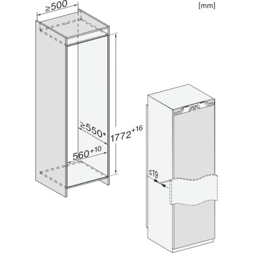 Kích thước tủ mát Miele K 7773 D - 296L