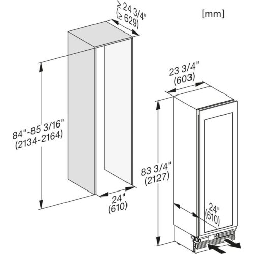 Kích thước tủ rượu Miele KWT 2612 Vi MasterCool