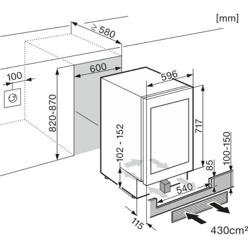 Kích thước tủ rượu Miele KWT 6322