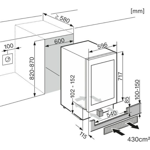 Kích thước tủ rượu Miele KWT 6322 UG-1