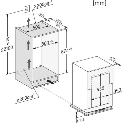 Kích thước tủ rượu Miele KWT 6422 i-1 GRGR