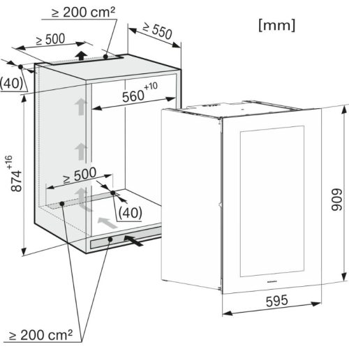 Kích thước tủ rượu Miele KWT 6422 iG-1 GRGR