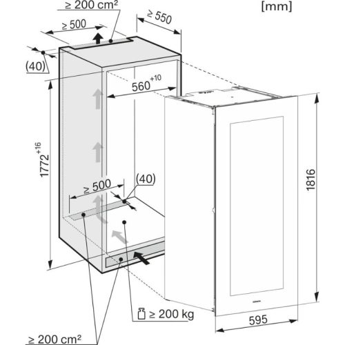 Kích thước tủ rượu Miele KWT 6722 iGS-1