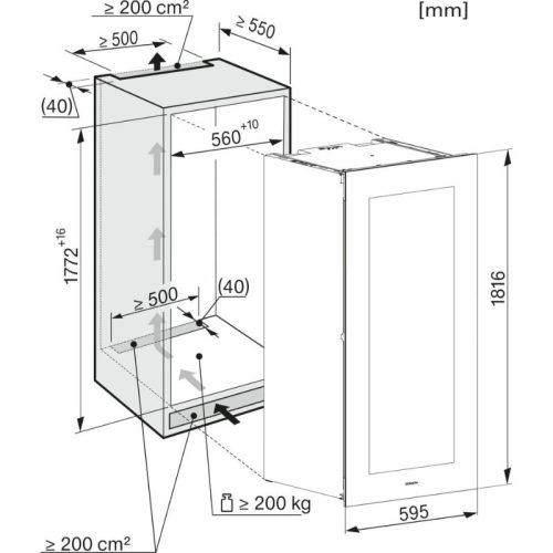 Kích thước tủ rượu Miele KWT 6722 iGS OBSW