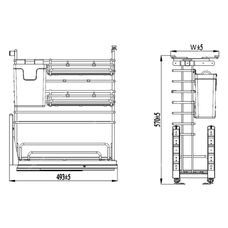 Giá dao thớt nan oval, ray giảm chấn Eurogold EPO4325 5 Kích Thước Giá dao thớt nan oval, ray giảm chấn Eurogold EPV2025F