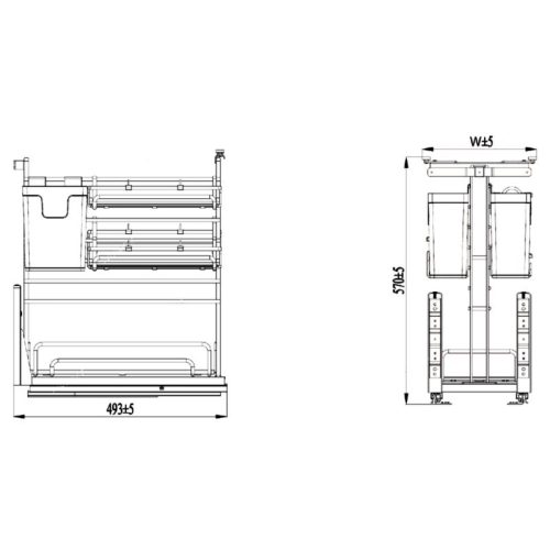 Kích Thước Giá dao thớt nan oval, ray giảm chấn Eurogold EPV2040F