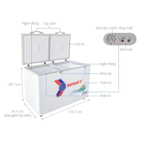 Kích Thước Ảnh Tủ đông Sanaky 410 lít VH5699HY