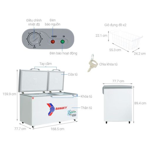 Kích thước Tủ đông Sanaky Inverter 485 lít VH6699W3