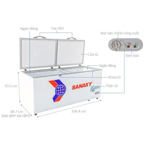 Kích Thước Tủ đông Sanaky Inverter 761 lít VH8699HY3