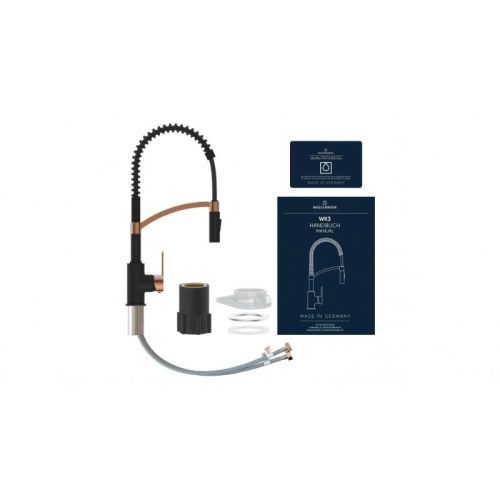 Chi tiết vòi rửa bát Wasserwerk WK 3 black/rose gold with spiral spring 700557
