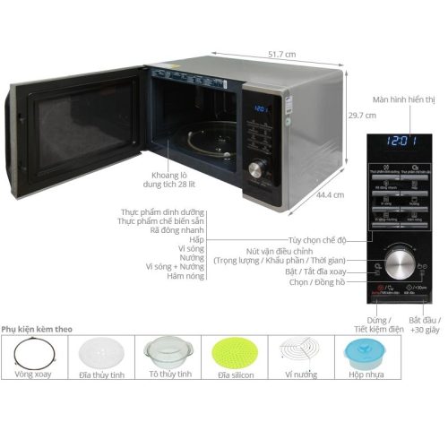 Kích Thước Lò vi sóng có nướng Samsung MG28J5255US/SV 28L
