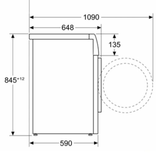 Kích thước máy giặt Bosch WGB256A40 10kg Series 8