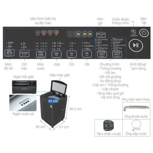 Kích thước máy giặt LG TurboDrum Inverter 10 kg T2310VS2B
