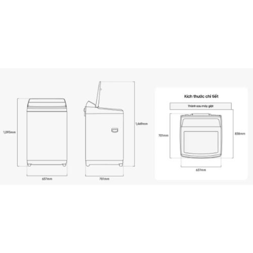 Kích thước máy giặt Samsung Inverter 21 kg WA80F21B9BSV