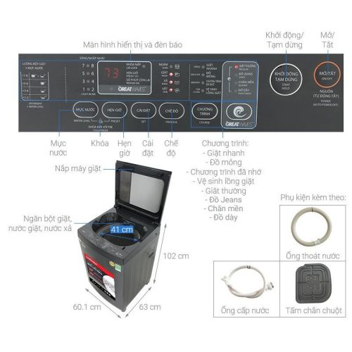 Kích thước máy giặt Toshiba AW-DUK1300KV(MK)