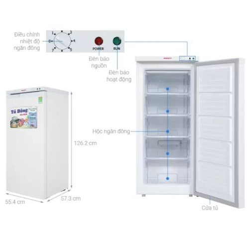 Kích Thước Tủ đông đứng Sanaky VH180VD 150 lít