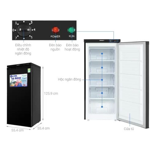 Kích Thước Tủ đông đứng Sanaky inverter VH180VD3 150 lít