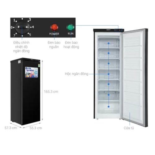 Kích Thước Tủ đông đứng Sanaky VH230VD3 213 lít Inverter