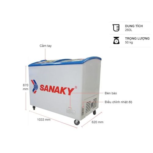 Kích thước tủ đông Sanaky 260 lít VH382K