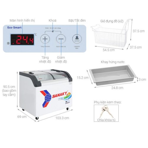 Kích Thước Hình Ảnh Tủ Đông SANAKY VH3899KB