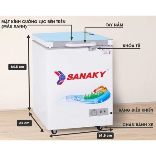 Kích Thước Tủ đông Sanaky VH1599HYKD 150 lít