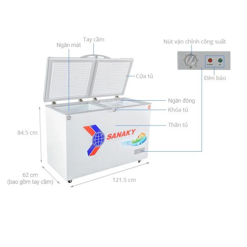 Kích thước Tủ Đông VH3699W1 SANAKY