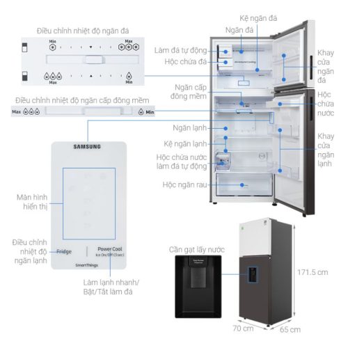 Kích Thước Tủ lạnh Samsung Inverter 382 lít Bespoke RT38CB6784C3SV