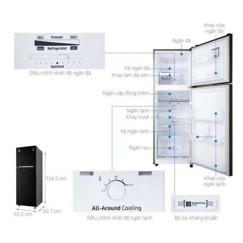 Kích Thước Tủ lạnh Samsung Inverter 236 lít RT22M4032BU/SV