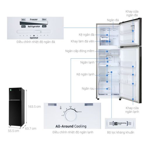 Kích Thước Tủ lạnh Samsung Inverter 256 lít RT25M4032BU/SV
